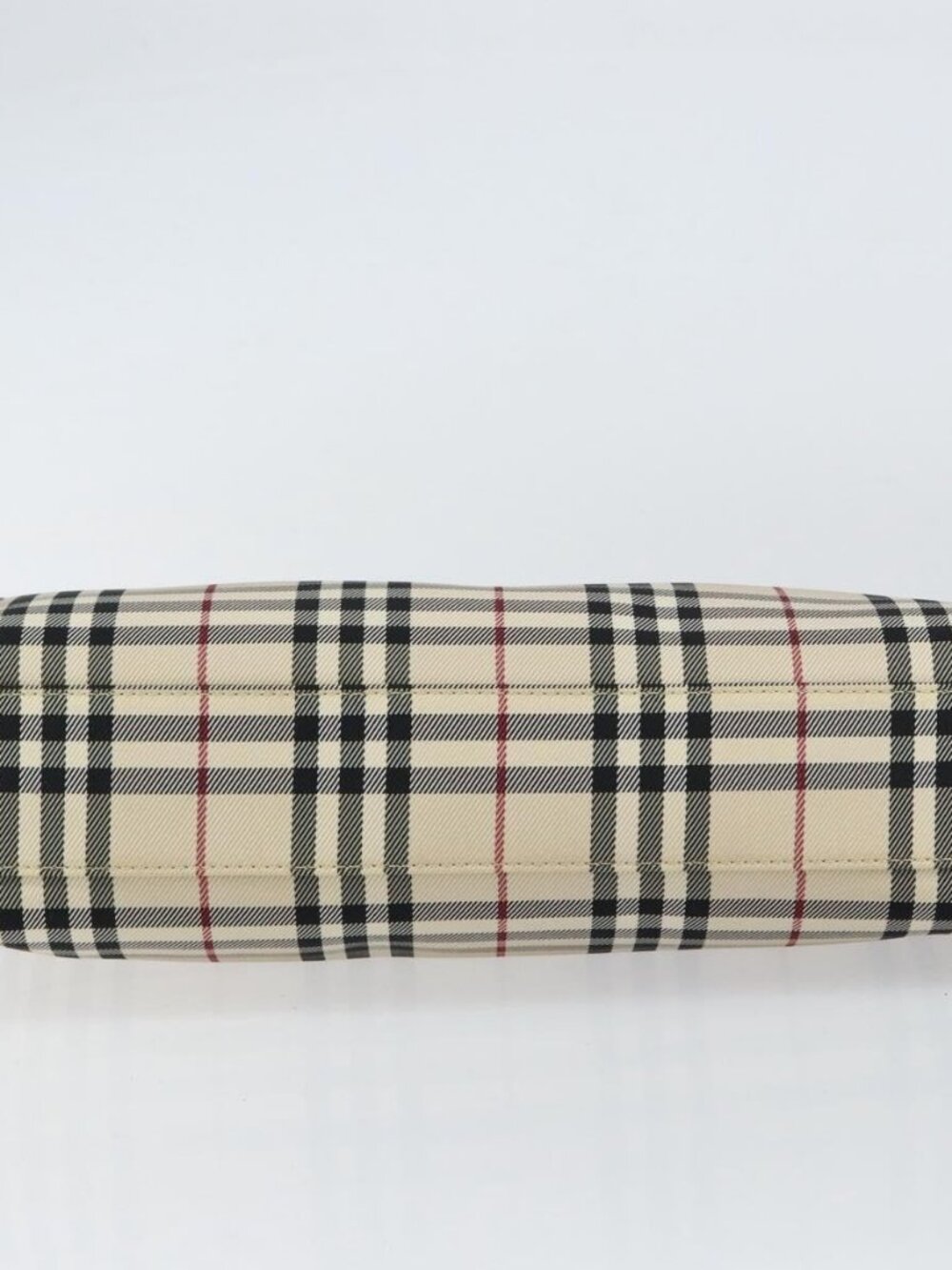 BURBERRY Nova Check Hand Bag Canvas Beige Silver Auth ka313 - Picture 6 of 16